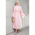 İmajButik Pudra Bel Bağlamalı Salaş Elbise