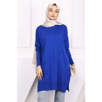 İmajButik Saks Mavi Merserize Salaş Triko Tunik