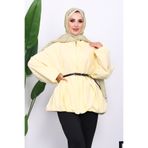 İmajButik Sarı Pileli Astarlı Gabardin Ceket