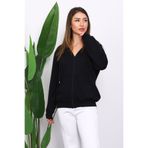 İmajButik Siyah İçi Şardonlu Üç İplik Oversize Hırka