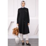 İmajButik Siyah Yan Bağlamalı Linda Tunik