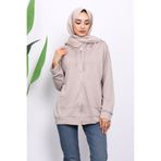 İmajButik Taş Kapşonlu Fermuarlı Modal Sweat Hırka