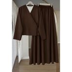 İMAJSTORE Kimono ve Etek İkili Takım Double Kumaş Şık Kombin Tesettür İkili Takım