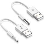 iMangoo iPod Shuffle Şarj Kablosu, 2 Adet 3,5 mm Ses Jakı USB Şarj ve Veri Kablosu USB Kablosu iPod Shuffle 3 4 5 6 7 MP3 Çalar ile Uyumlu Beyaz