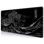 IMAYONDIA Japon Büyük Dalga Büyük Fare Altlığı (89,8 x 39,9 cm), Siyah Oyun Mouse Pad Anime XXL, Genişletilmiş Kanagawa Mouse Pad Masa Pedi, Kaymaz Kauçuk Taban Uzun Bilgisayar Faresi Pedi