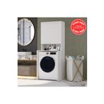 İMBAŞ Mobilya Çamaşır Makinesi Dolabı 3 Raflı Kapaklı Banyo Dolabı Beyaz %100 MDF