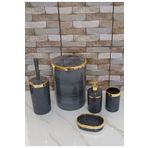 İmera Akrilik Yuvarlak 5 Parça Mermer Desen Banyo Seti-(SERT PLASTİK)