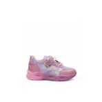 İmerShoes Günlük Cırtlı Kız Çocuk Pembe Spor Ayakkabı Renkli Simli Taban Süs Detay Lastik Bağcık Sneaker 4010