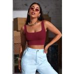 Imoda CTBZ2557 Bordo Kadın Askılı Crop Top Bluz