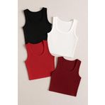 Imoda Kadın 4'lü Paket Kare Yaka Crop Top Bluz