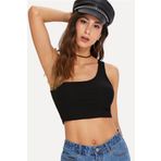 Imoda Kadın Siyah Tek Omuz Crop Bluz