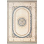 Imperial Luxe Il002m Krem Gri Çerçeveli Göbekli Halı Klasik Desen 100 Tarak Bambu Viskon İpek Serisi 240 X 340 Krem