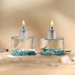 Imperiums Ocean Blue Cylinder Dekoratif Kandil Mum 2'li Set - Mavi - 2 Adet