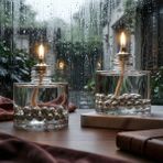 İmperiums Silver Pearl Cylinder Dekoratif Kandil Mum 2'li Set - Gümüş - 2 Adet