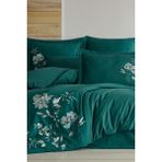 Impero Nakışlı %100 Pamuk Saten Çift Kişilik Nevresim Takımı Yeşil - 200 x 220 cm