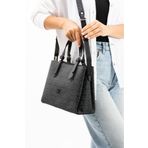 ImPolo Berry SiyahEmpirme Baskı Kadın Kol Ve Omuz Çantası 22x27 Ebatında