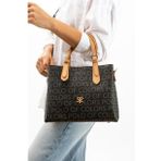 ImPolo Berry SiyahKamelEmpirme Baskı Kadın Kol Ve Omuz Çantası 22x27 Ebatında