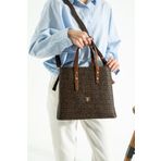 İmpolo Lori Empirme Baskı Kahve Taba Kadın Omuz Ve Kol Çantası 27x34 Ebatında
