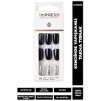 Impress Kendinden Yapışkanlı Takma Tırnak Uzun Siyah Simli