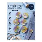 İMREN AKSESUAR Trençkot,Ceket,kaban,hırka Düğme 2,5 Cm Düğme 1 Paket 6 Adet( sarı, yeşil ve mor renk)