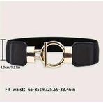 imrenaksesuar Kadın 4 cm Lastik Kemer Gold Metal Tokalı (SİYAH)