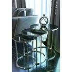 İMS ZİGON DÜNYASI 845138 3' Lü Füme Temperli Kırılmaz Aynalı Cam Gümüş Metal Zigon Sehpa