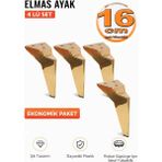 İmt Aksesuar 16 cm Altın Elmas Ayak 4 Adet - Robot Süpürge Uyumlu Koltuk Dolap Tv Ünitesi ve Mobilya Ayağı Seti