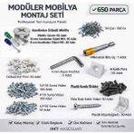 İmt Aksesuar 650 Parça Profesyonel Modüler Mobilya Montaj Seti -Mobilyalarla Uyumlu Minifix Montaj Ekipmanları