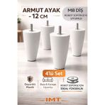 İmt Aksesuar Armut Mobilya Ayağı 4 Adet 12 cm Beyaz Robot Süpürgeye Uyumlu Koltuk Kanepe Baza Ayağı Seti