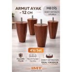 İmt Aksesuar Armut Mobilya Ayağı 4 Adet 12 cm Ceviz Robot Süpürgeye Uyumlu Koltuk Kanepe Baza Ayağı Seti