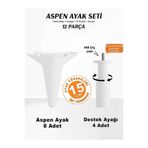 İMT AKSESUAR Aspen 15 cm (12 'lı) Set Beyaz Mobilya Kanepe Koltuk Baza Dolap Tv Ünitesi Yatak Odası Konsol Ayağı Beyaz