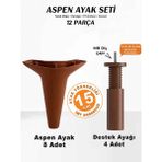 İmt Aksesuar Aspen 15 cm (12 'li Set) Robot Süpürge Uyumlu Ceviz Mobilya Kanepe Koltuk Baza Dolap Tv Ünitesi Yatak Odası Konsol Ayağı