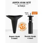 İmt Aksesuar Aspen 15 cm (12 'li Set) Robot Süpürge Uyumlu Siyah Mobilya Kanepe Koltuk Baza Dolap Tv Ünitesi Yatak Odası Konsol Ayağı