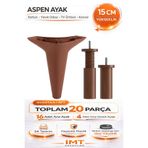 İmt Aksesuar Aspen 15 cm Ceviz 20 Adet Mobilya Ayağı Robot Süpürgeye Uyumlu Koltuk Tv Ünitesi Konsol Ayağı