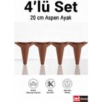 İmt Aksesuar Aspen Mobilya Ayağı 18 cm (4'lü Set) Ceviz Koltuk Baza Dolap Tv ünitesi Yatak Odası Konsol Ayağı - 20 CM