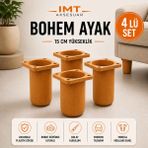 İmt Aksesuar Bohem Mobilya Ayağı 15 cm 4 Adet Robot Süpürge Uyumlu Koltuk Kanepe Tv Ünitesi Baza Dolap Ayağı Modern Plastik Ayak - Meşe - 4'lü