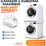İmt Aksesuar Çamaşır Makinesi Dolabı Çamaşır ve Kurutma Makinesi Üst Üste Sabitleme Bağlantı Aparatı - Beyaz