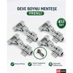 İmt Aksesuar Frenli Pistonlu Deve Boynu Mobilya Mutfak Dolap Kapağı Menteşesi (4 Adet) - Metalik Gri