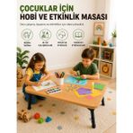 İmt Aksesuar Katlanabilir Ayaklı Yer Çalışma Çocuk Etkinlik ve Hobi Masası 100X58 cm Beyaz - Meşe