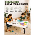 İmt Aksesuar Katlanabilir Ayaklı Yer Çalışma Çocuk Etkinlik ve Hobi Masası 100X58 cm Beyaz