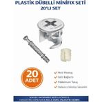 İmt Aksesuar Plastik Dübelli Minifix Gövde Mil ve Dübel Seti - Mobilya Bağlantı Elemanı (20 Parça)