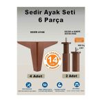 İmt Aksesuar Sedir 14 cm 6'lı Set Mobilya Koltuk Kanepe Tv Ünitesi Dolap Konsol ve Destek Ayağı - Ceviz