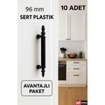 İMT AKSESUAR Sert Plastik 96 Mm Siyah Mobilya Mutfak Dolabı Komidin Tv ünütesi Kulpları 10 Adet Siyah