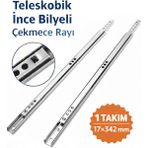 İmt Aksesuar Teleskobik Ince Bilyeli Bilyalı Dolap Çekmece Rayı Sürgüsü 17*342 mm 1 Takım (Sağ-Sol)