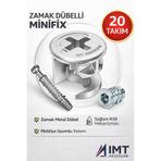 İMT AKSESUAR Zamak Metal Dübelli Minifix Gövde Mil ve Dübel Seti - Mobilya ve Dolap Bağlantı Elemanı (20 Takım) Metalik