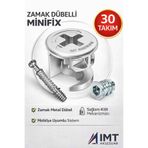 İMT AKSESUAR Zamak Metal Dübelli Minifix Gövde Mil ve Dübel Seti - Mobilya ve Dolap Bağlantı Elemanı (30 Takım) Metalik