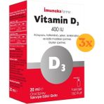 Imuneks Vitamin D3 400 IU Sprey 20 ml - 3 Adet (Toplam 60 ml) - Dezenfektan Hediyeli (%72 Alkol)