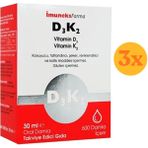 Imuneks Vitamin D3K2 30 ml Damla - 3 Adet (Toplam 90 ml) - Dezenfektan Hediyeli (%72 Alkol)