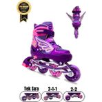 İmvula Profesyonel Melek Kanadı Işıklı Silikon Teker Paten Unisex Ayarlanabilir 34-37 Mor Renkli - 34 - 37