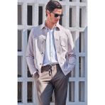 İmza Bej Berberi Yaka Çizgili Desen Gofreli Slim Fit Casual Mont 1007260153 - Koyu Bej